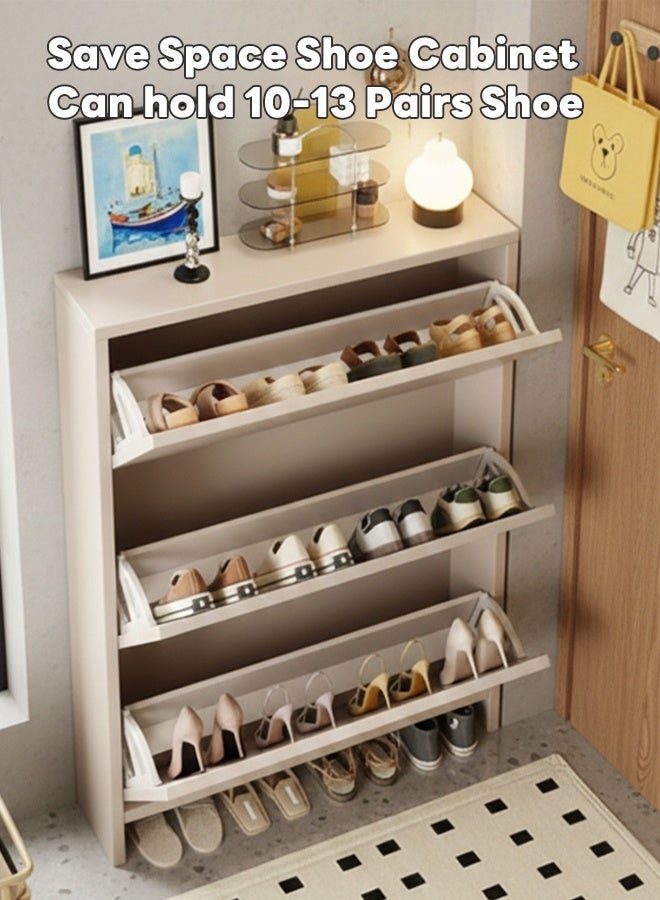 شاربدو خزانة أحذية للمدخل الداخلي، منظم تخزين أحذية رفيع للغاية، رف أحذية خشبي نحيف مع 10-13 زوجًا من الأحذية للمدخل والممر، موفر للمساحة قائم بذاته 80*17*118 سم - Image 3